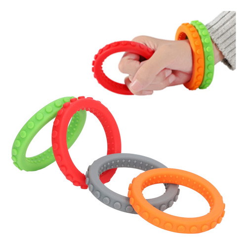 4 Pulseras Para Mordedores De Bebé, Juguetes Sensoriales