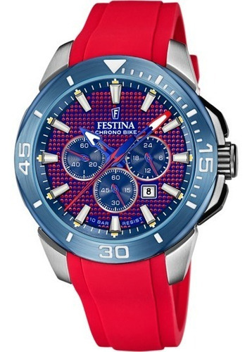 Reloj Festina Hombre F20642.2 Chronobike Clasico Caucho Color de la malla Rojo Color del bisel Azul acero Color del fondo Rojo