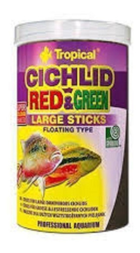 Tropical Cichlid Red Green Large Sticks 300 Gr Ciclidos Poly