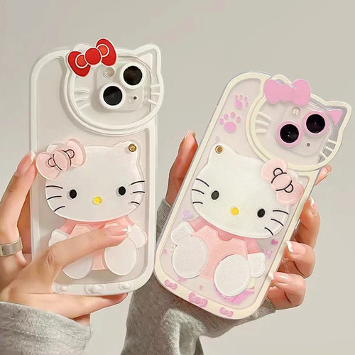 Capa De Telefone Hello Kitty Com Espelho De Maquiagem Para