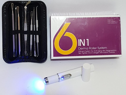 Kit Anti Acné: Dermaroller+ Lápiz Fotón+ 7 Pz Acéro Inoxidab