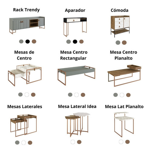 Imagen 5 de 7 de Mesa De Living Centro Ratona Hierro Y Madera- Berna Home