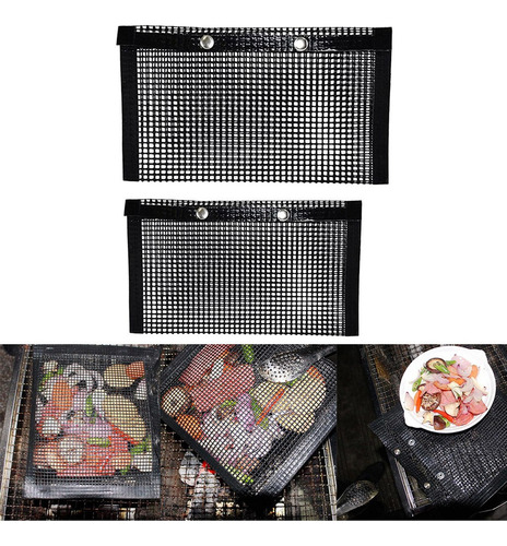 2pc Bbq Grill Mesh Bag Bake Grilling Grid Mat Barbecue