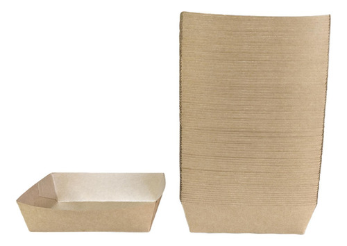 100x Kraft Papel Bandejas De Comida Recipiente De Bocadillos