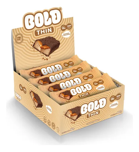 Bold Thin Barra De Proteína 12un Barrinha Snacks Zero Açúcar