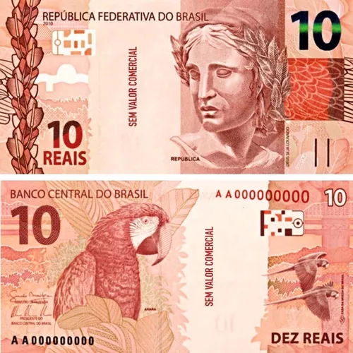 Nota Dinheiro 10,00 Reais Pct C/ 100 Cédulas S/ Valor Com.