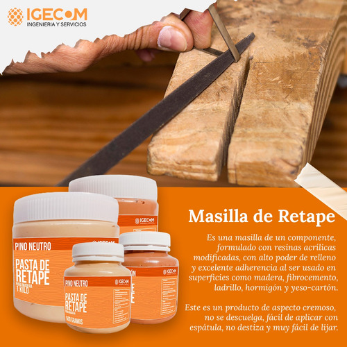 Masilla Retape Pino Radiata 4000 Gr Para Madera