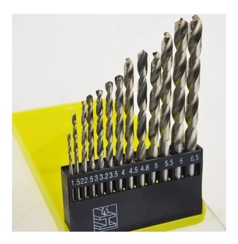 Imagen 2 de 7 de Juego De Mechas 1.5 A 6.5mm. Acero Rapido Madera X 13 Piezas