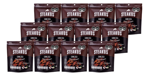 Carne Seca Steakos, Sabor Bbq, 30g (pack De 12 Pzs)