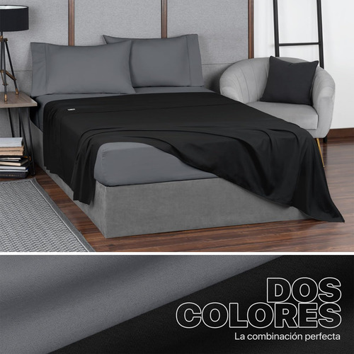 Juego De Sábanas De Microfibra Dos Colores Ultra Suave Matri