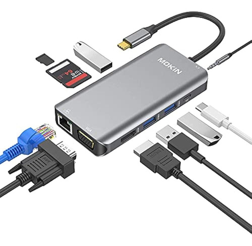 Usb C Hub Multiport Adapter, Usb-c Dongle 10 In 1 Dock Mac A