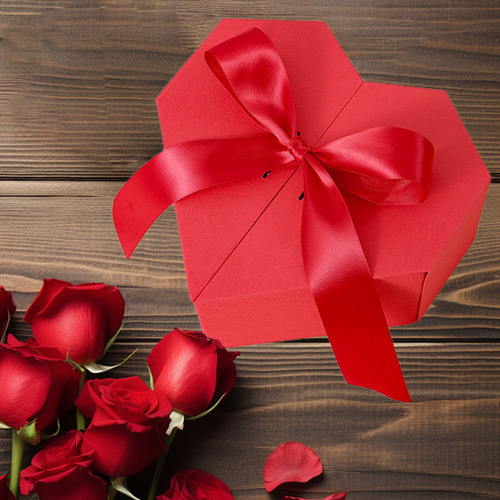 Caja De Regalo Con Forma De Corazón Con Lazo Y Lazo Con Puer