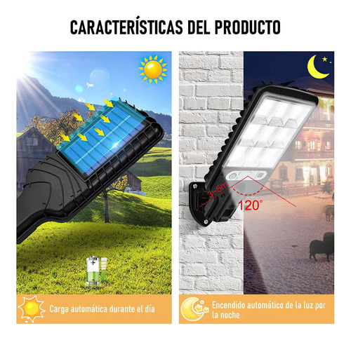 4pz Lámpara Solar Pared Exteriores Impermeable Sensor 3modos