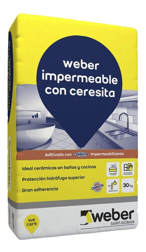 Pegamento Ceramica Impermeable Weber Con Cerecita 30 Kg