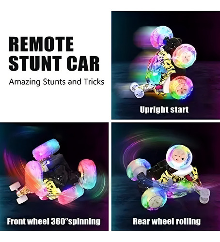 Auto Loco A Control Remoto Luces Sonido 360° Recargable Usb