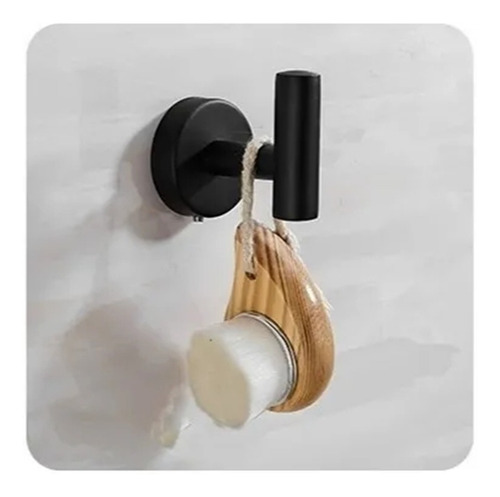 Imagen 4 de 4 de Kit Set De 3 Colgador Perchero Acero Inoxidable Negro Mate