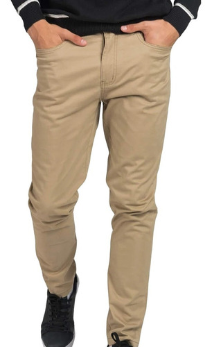 Pantalon Hombre Gabardina Oxford Polo Elastizado Clint Beige