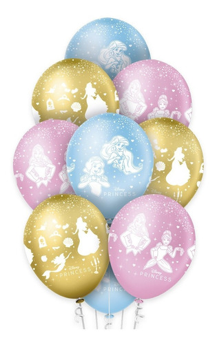 10 Unidades - Balão Premium Princesas Disney - 12 Polegadas