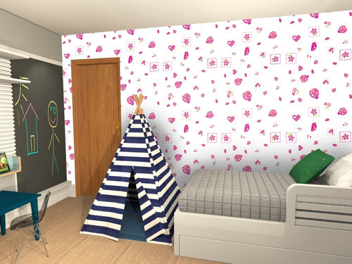 Papel Parede Adesivo Lavável Infantil Joaninha Ladybug Delic