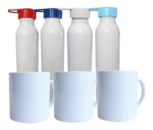 Taza Para Sublimar + Botella Aluminio Sublimable - X6 Unid