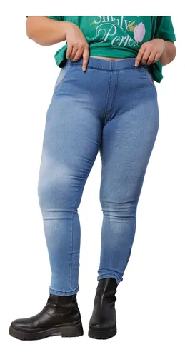 comprar Calza Elastizada De Jean Con Cierre En Tobillo Talles Especi
