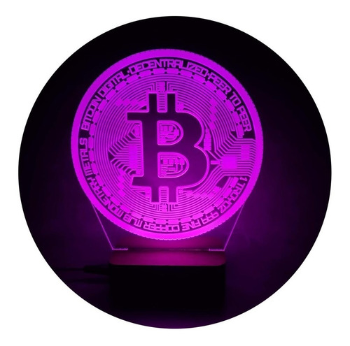 Lámpara Acrílico Led Moneda Bitcoin Coleccionable 220v 