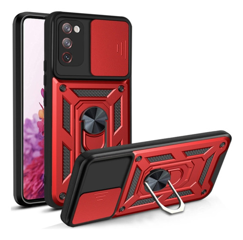 Funda Case Para Samsung S20 Fe Holder Protector Camara Rojo