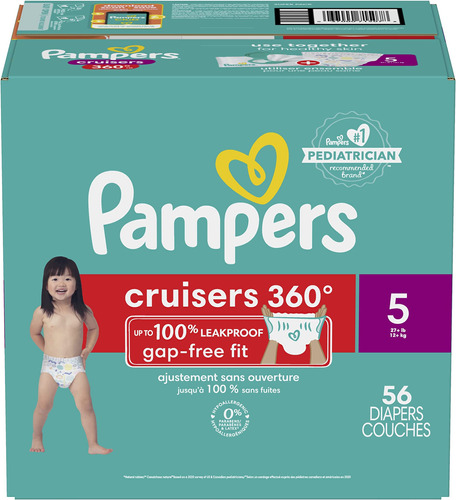 Pampers Cruisers 360° Pants - Pañales Etapa 5, 56 Piezas.