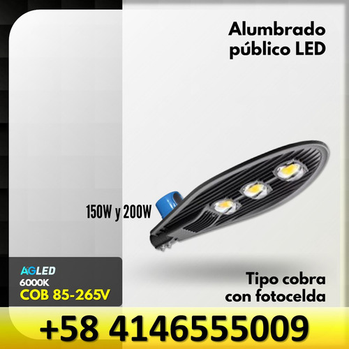 Alumbrado Publico Led 150w Cob Con Fotocel 6k 85-265v Cobra