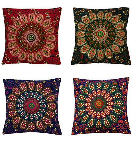 4 Set Peacock Mandala Beautiful Boho Throw Portada De A...