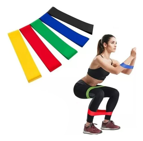 Set 5 Bandas Elasticas Ejercicio Fitness Funcional Gimnasia 