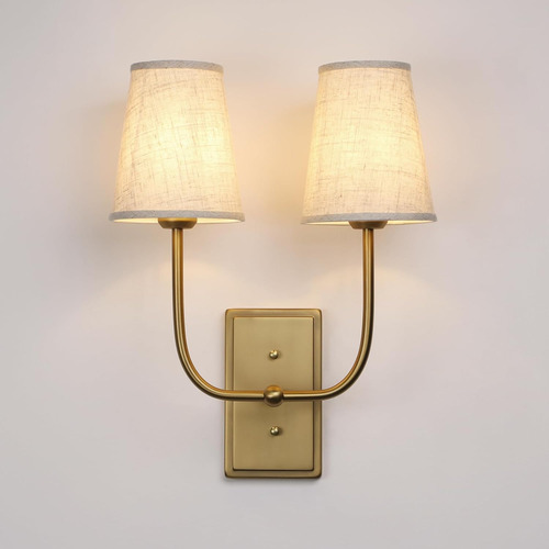 Apliques De Pared Vintage De 2 Luces Con Embudo De Tela De L