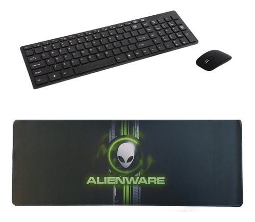 Kit Teclado Y Mouse Inalambrico + Mouse Pad Alienware 