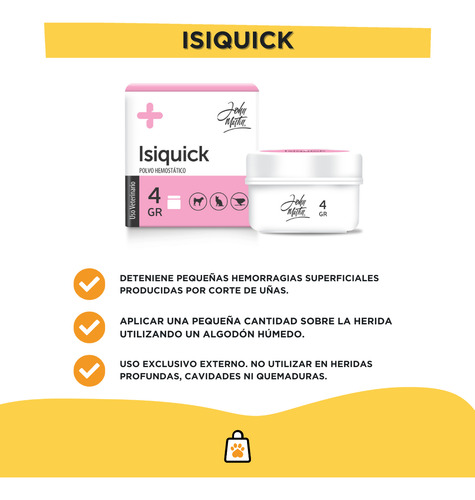 Polvo Cauterizador De Uñas Para Mascota Isiquick Hemostático