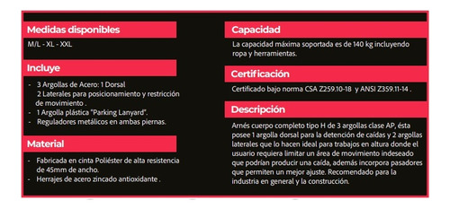Arnés De Seguridad 3 Argollas Segma Certificado Isp Y Ansi