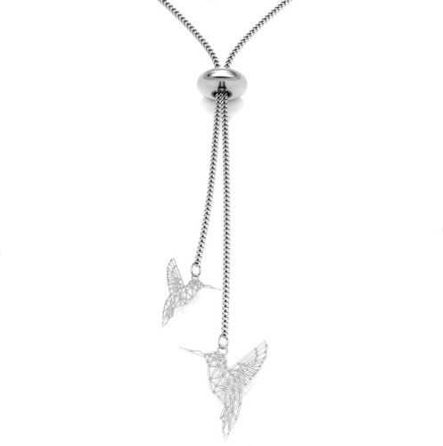 Imagen 2 de 10 de Collar Corbatero Colibrí Plata 925 Mujer Agálea Joyería