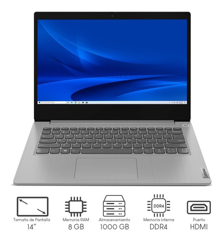 Laptop  Lenovo IdeaPad 14IGL05  platinum gray 14", Intel Celeron 4020  8GB de RAM 1TB HDD, Intel UHD Graphics 600 1366x768px Windows 11 Home