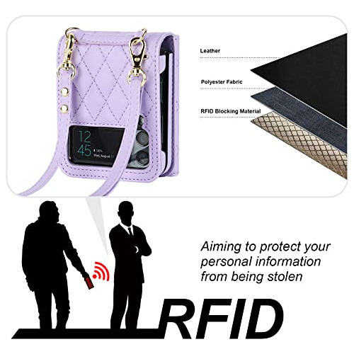 Funda Cartera Para Samsung Galaxy Z Flip 4 Morado Adjustable