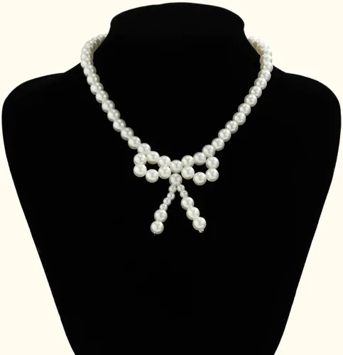 Collar De Perlas Con Lazo Bohemio, Gargantilla Con Cuentas Y