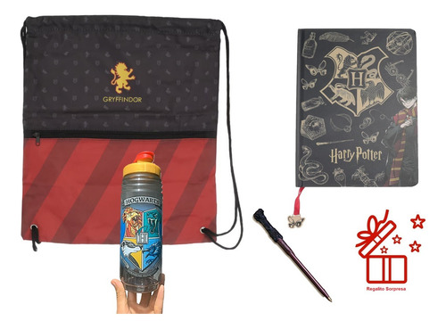 Paquete Harry Potter Morral Libreta Pluma Botella + Regalito