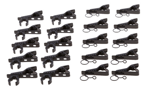 20pcs / Pack Negro Mini Micrófono Mic Clamp Clips Titulares