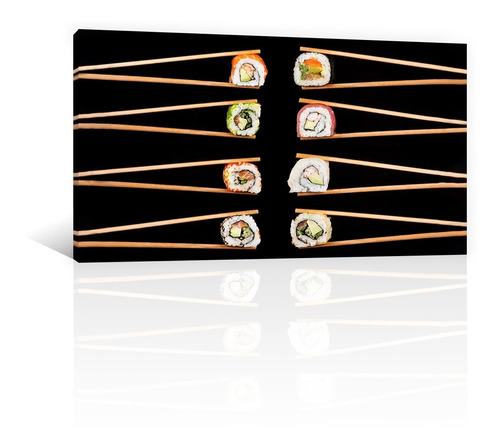 Cuadro Decorativo Canvas Lienzo Platillos Palillos Y Sushi