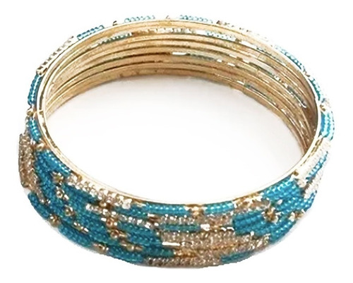 Pulsera Turquesa Con Mostacilla Y Strass