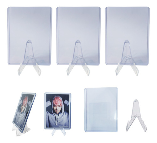 Set Exhibidor De Photocard 3 Top Loader + 3 Soporte Acrílico