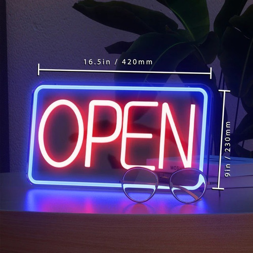 Letrero Led Neon Open De 42*23cm En Acrilico Varios Diseños