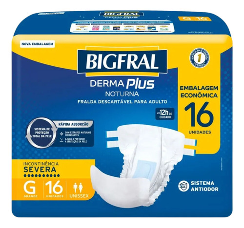 Fraldas Para Adultos Descartável Bigfral Derma Plus Noturna Tamanho Grande