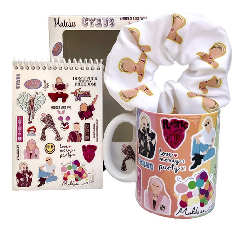 Box Miley Cyrus -ideal Regalo- Taza+ Scrunchie+ Anotador