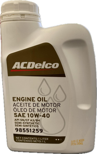 Aceite Ac Delco Chevrolet 10w40 Un Litro Gm