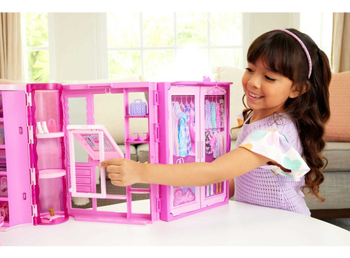 Armário Dos Sonhos Da Barbie Com Acessórios E Boneca Multicolor