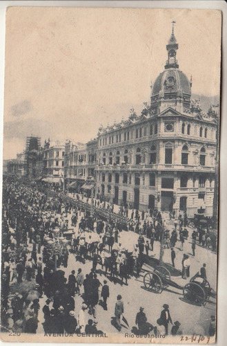 1909 Postal Rio De Janeiro Desfile En Avenida Central Brasil